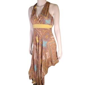 Antonio Melani Batik Paisley Hanky Hem Scarf Dress 0 Boho Cottagecore Lagenlook